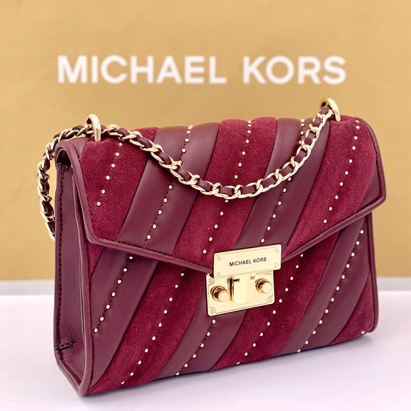 Michael Kors Rose Medium Flap Shoulder Bag Crossbody Merlot - Picture 4 of 14